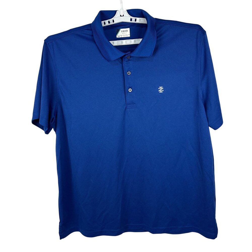 Izod Golf Mens Polo Shirt Size XXL Blue Short Sleeve 100% Polyester